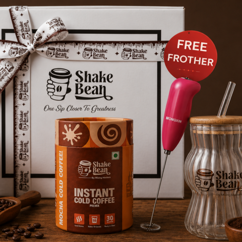 Mocha Cold Coffee + Glass Tumbler + Electric Frother